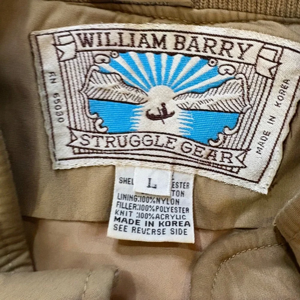 Vintage‎ William Barry Struggle Gear Bomber Jacket Full Zip Padded Large